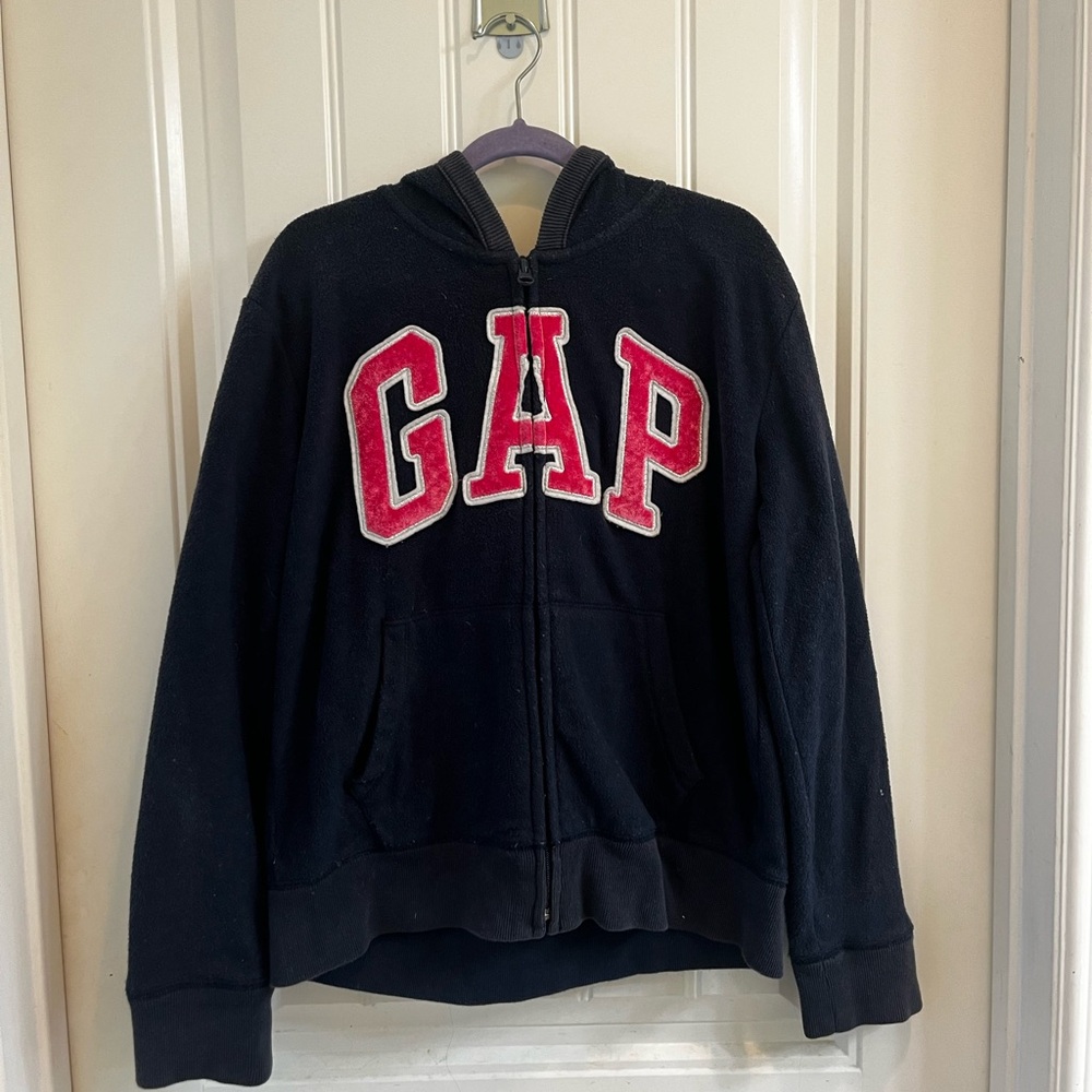 GAP Kids Navy Zip up Jacket with Pink Lettering